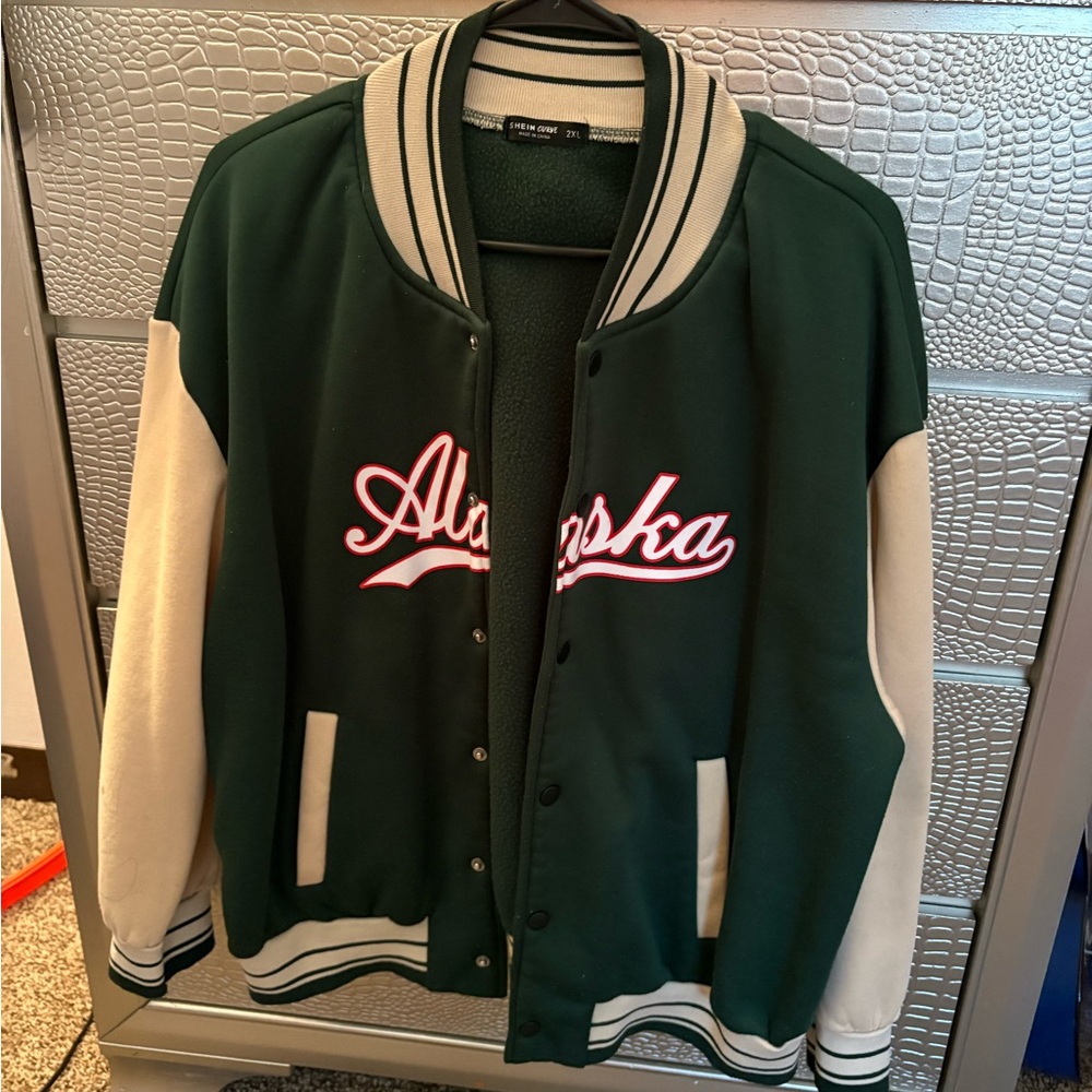 Green and Cream Varsity Jacket